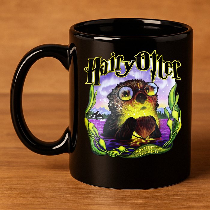 Hairy Otter 11oz C Handle Ceramic Mug