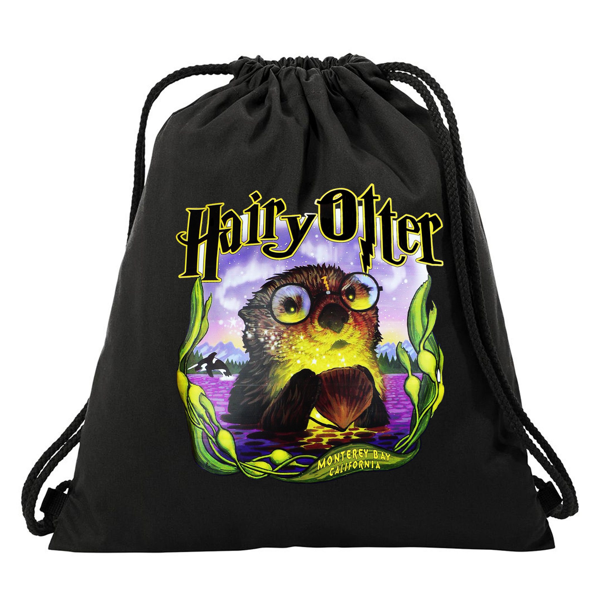 Hairy Otter Drawstring Bag