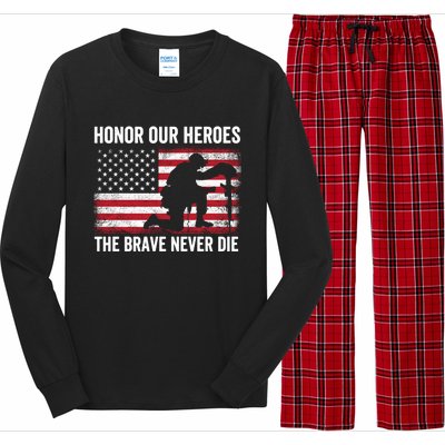 Honor Our Heroes The Brave Never Die Memorial Day Gift Long Sleeve Pajama Set