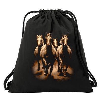 Herd Of Horses Drawstring Bag