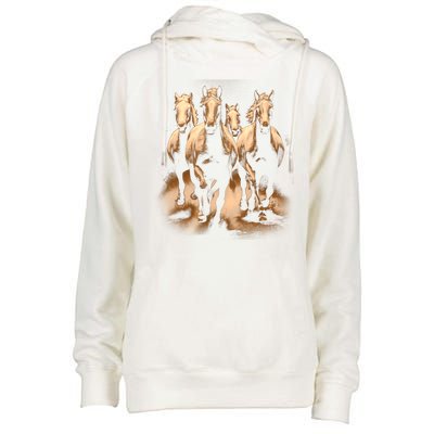 Herd Of Horses Womens Funnel Neck Pullover Hood