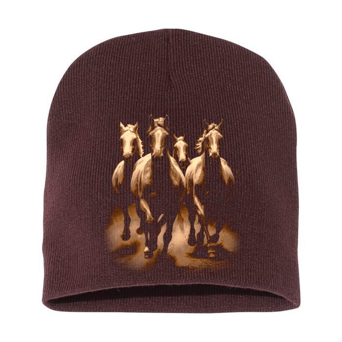 Herd Of Horses Short Acrylic Beanie