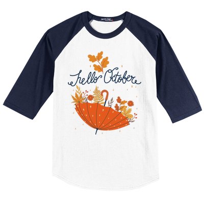 Hello October Baseball Sleeve Shirt