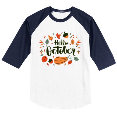 Hello October Baseball Sleeve Shirt