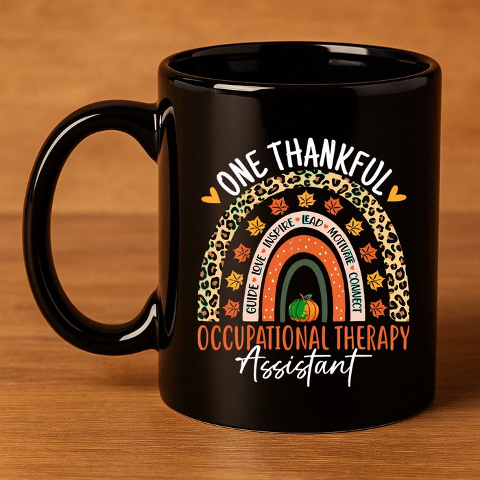 Hankful Occupational Herapy Assistant Hanksgiving Rainbow 11oz C Handle Ceramic Mug