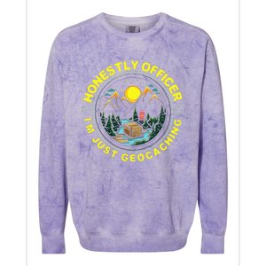 Honestly Officer IM Just Geocaching Map Reading Geocache Colorblast Crewneck Sweatshirt