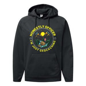 Honestly Officer IM Just Geocaching Map Reading Geocache Performance Fleece Hoodie