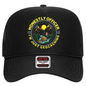 Honestly Officer IM Just Geocaching Map Reading Geocache High Crown Mesh Back Trucker Hat