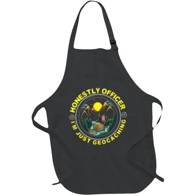 Honestly Officer IM Just Geocaching Map Reading Geocache Full-Length Apron With Pockets