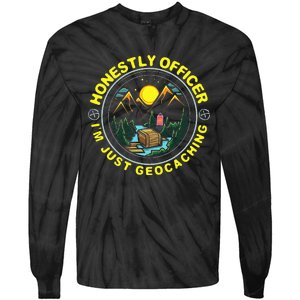 Honestly Officer IM Just Geocaching Map Reading Geocache Tie-Dye Long Sleeve Shirt