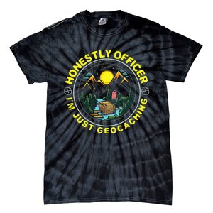 Honestly Officer IM Just Geocaching Map Reading Geocache Tie-Dye T-Shirt