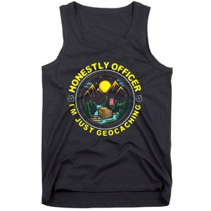 Honestly Officer IM Just Geocaching Map Reading Geocache Tank Top