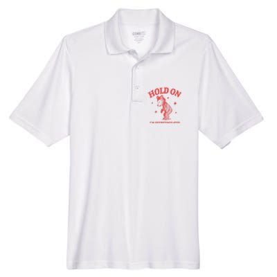 Hold On IM Overstimulated Funny Bear Meme Men's Origin Performance Pique Polo