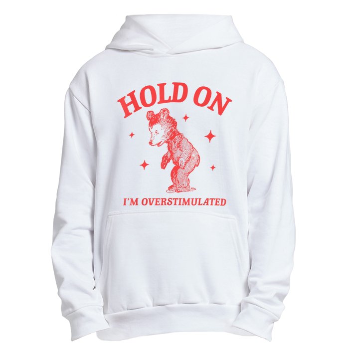 Hold On IM Overstimulated Funny Bear Meme Urban Pullover Hoodie