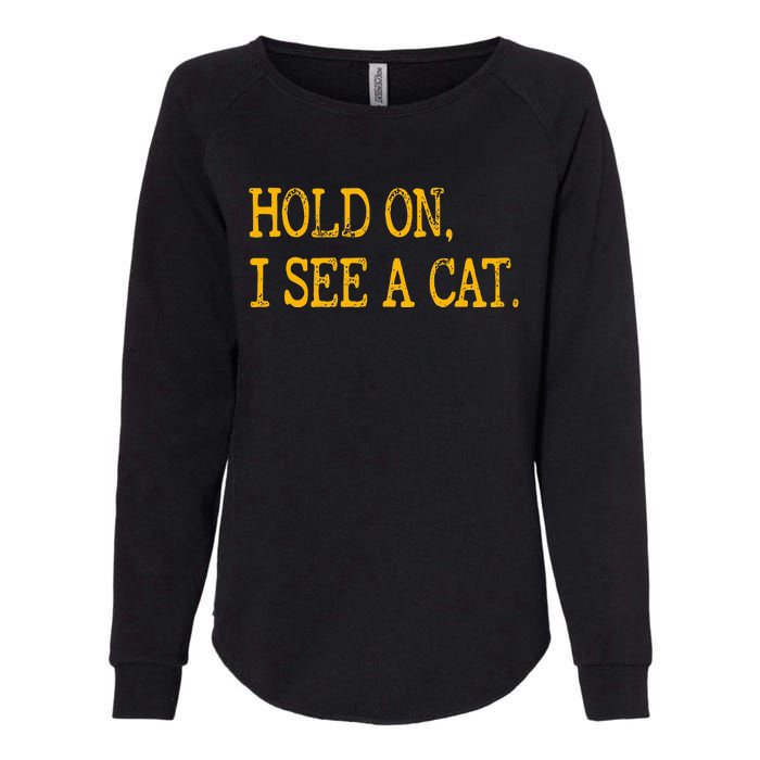 Hold On I See Cat Funny Cat Lovers Sarcastic Sayings Cats Womens California Wash Sweatshirt