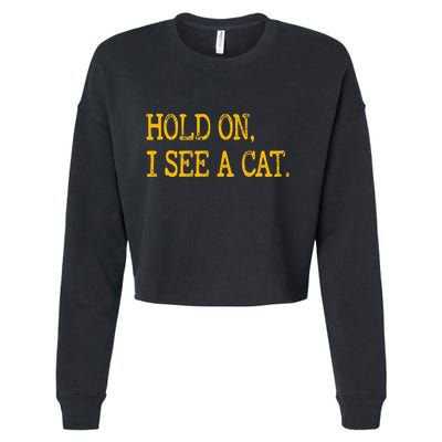 Hold On I See Cat Funny Cat Lovers Sarcastic Sayings Cats Cropped Pullover Crew