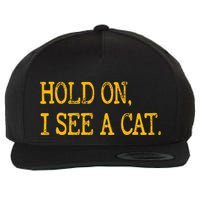 Hold On I See Cat Funny Cat Lovers Sarcastic Sayings Cats Wool Snapback Cap