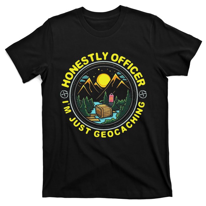 Honestly Officer IM Just Geocaching Map Reading Geocache T-Shirt