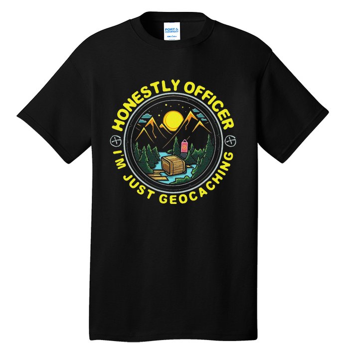 Honestly Officer IM Just Geocaching Map Reading Geocache Tall T-Shirt