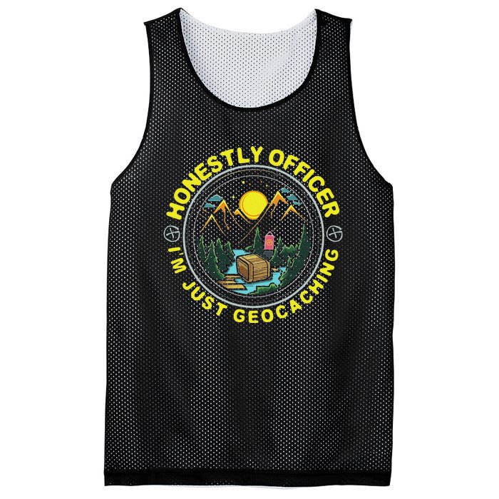 Honestly Officer IM Just Geocaching Map Reading Geocache Mesh Reversible Basketball Jersey Tank