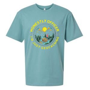 Honestly Officer IM Just Geocaching Map Reading Geocache Sueded Cloud Jersey T-Shirt