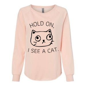 Hold On I See A Cat Funny Cat Kitten For Women Gifts Cat Mom Womens California Wash Sweatshirt