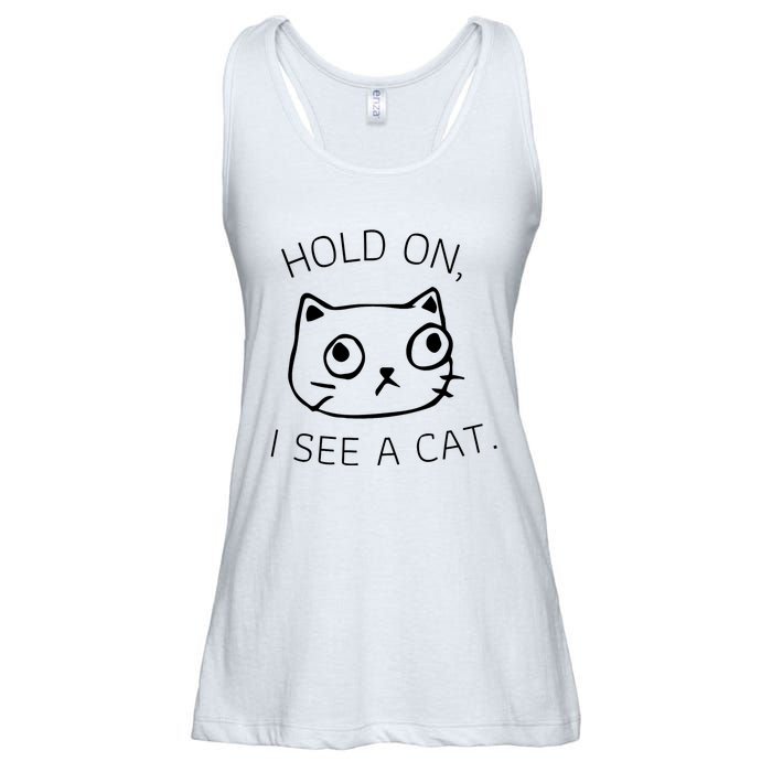 Hold On I See A Cat Funny Cat Kitten For Women Gifts Cat Mom Ladies Essential Flowy Tank