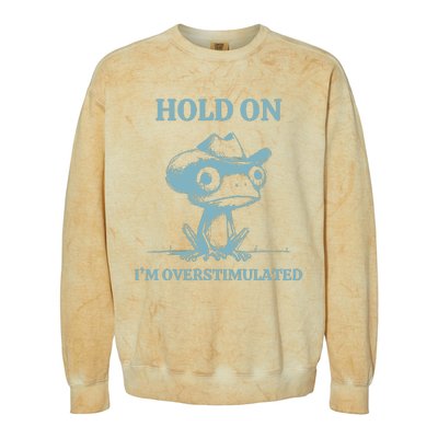 Hold On Im Overstimulated Frog Colorblast Crewneck Sweatshirt