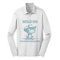 Hold On Im Overstimulated Frog Silk Touch Performance Long Sleeve Polo