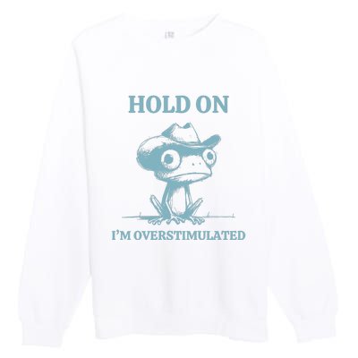 Hold On Im Overstimulated Frog Premium Crewneck Sweatshirt