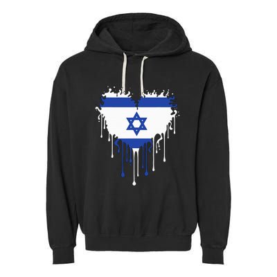 Heart Of Israel Flag I Stand With Israel Heritage Israeli Garment-Dyed Fleece Hoodie