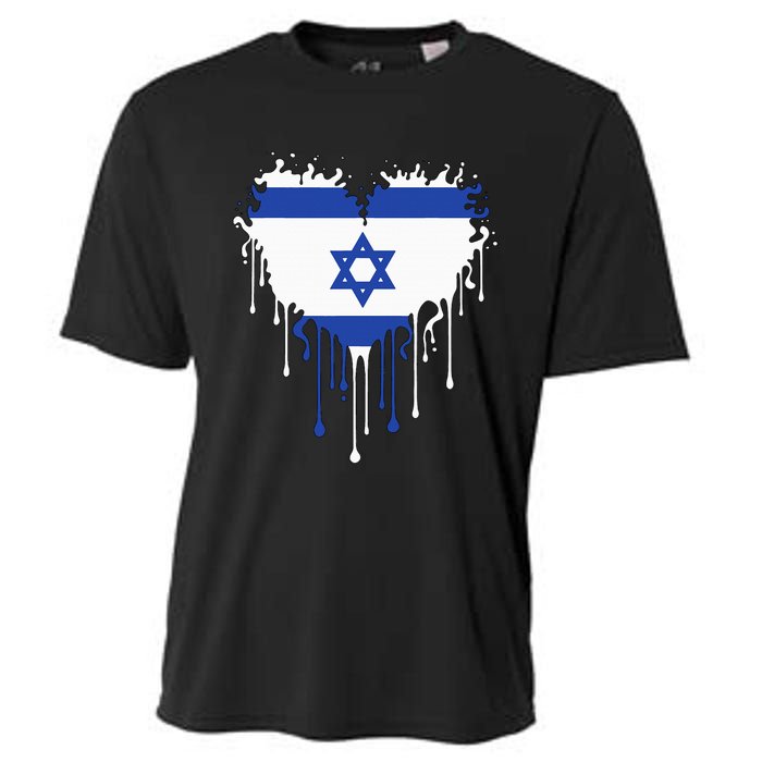 Heart Of Israel Flag I Stand With Israel Heritage Israeli Cooling Performance Crew T-Shirt