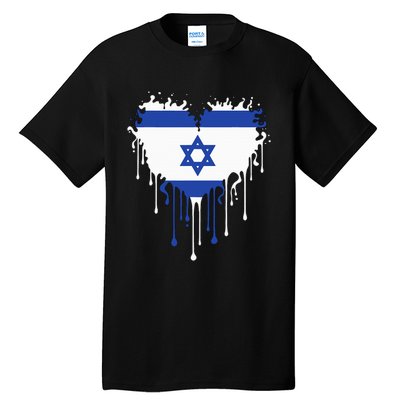 Heart Of Israel Flag I Stand With Israel Heritage Israeli Tall T-Shirt