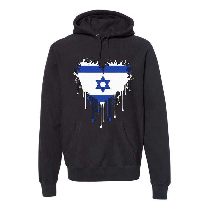 Heart Of Israel Flag I Stand With Israel Heritage Israeli Premium Hoodie