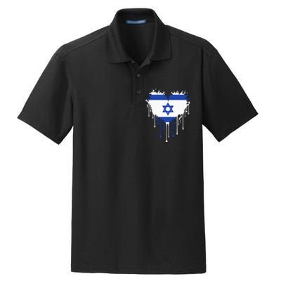 Heart Of Israel Flag I Stand With Israel Heritage Israeli Dry Zone Grid Polo