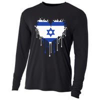 Heart Of Israel Flag I Stand With Israel Heritage Israeli Cooling Performance Long Sleeve Crew