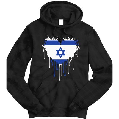 Heart Of Israel Flag I Stand With Israel Heritage Israeli Tie Dye Hoodie