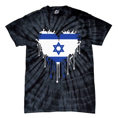 Heart Of Israel Flag I Stand With Israel Heritage Israeli Tie-Dye T-Shirt