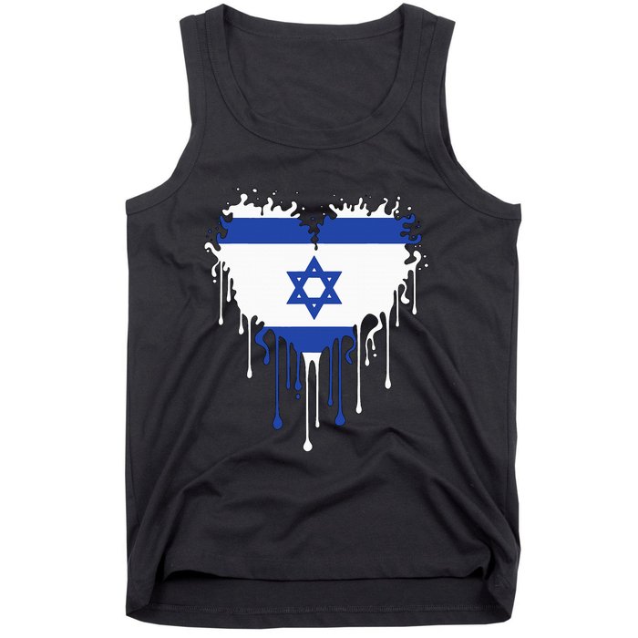 Heart Of Israel Flag I Stand With Israel Heritage Israeli Tank Top