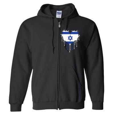 Heart Of Israel Flag I Stand With Israel Heritage Israeli Full Zip Hoodie