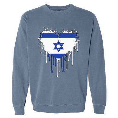 Heart Of Israel Flag I Stand With Israel Heritage Israeli Garment-Dyed Sweatshirt