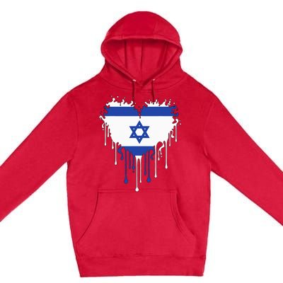 Heart Of Israel Flag I Stand With Israel Heritage Israeli Premium Pullover Hoodie