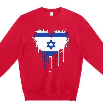 Heart Of Israel Flag I Stand With Israel Heritage Israeli Premium Crewneck Sweatshirt