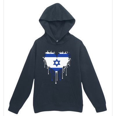 Heart Of Israel Flag I Stand With Israel Heritage Israeli Urban Pullover Hoodie