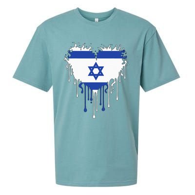 Heart Of Israel Flag I Stand With Israel Heritage Israeli Sueded Cloud Jersey T-Shirt