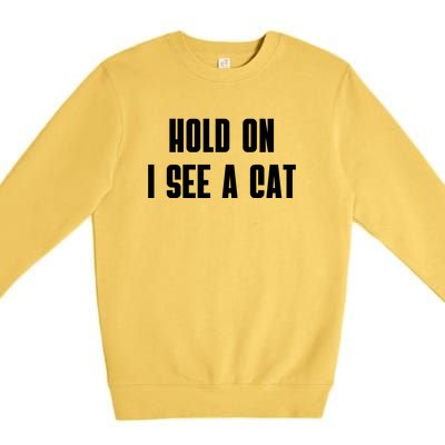 Hold On I See A Cat Cat Person Cat Lover Premium Crewneck Sweatshirt