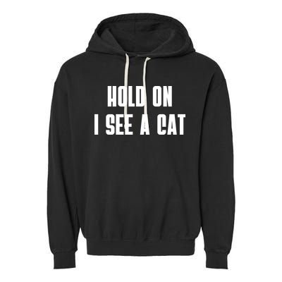 Hold On I See A Cat Cat Person Cat Lover Garment-Dyed Fleece Hoodie