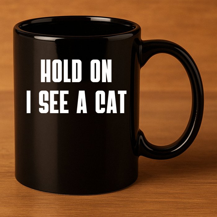 Hold On I See A Cat Cat Person Cat Lover 11oz C Handle Ceramic Mug