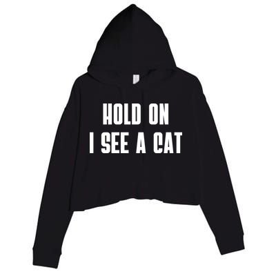 Hold On I See A Cat Cat Person Cat Lover Crop Fleece Hoodie
