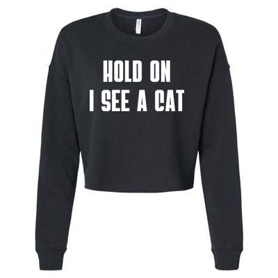 Hold On I See A Cat Cat Person Cat Lover Cropped Pullover Crew
